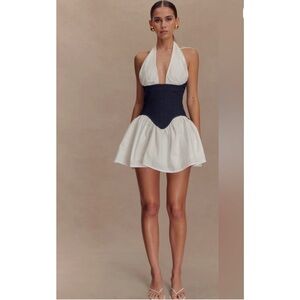 NWT Meshki Denim Cotton Halter Mini Dress